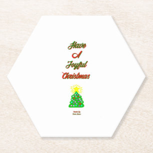 Joyful Christmas Hexagon Paper Coaster