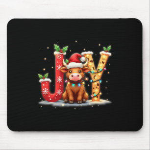 Joyful Christmas Highland Cow Family Funny Matchin Mouse Pad