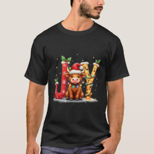 Joyful Christmas Highland Cow Family Funny Matchin T-Shirt