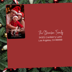 Joyful Christmas Holiday Photo Return Address Label