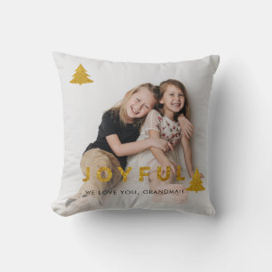 Joyful Christmas Holiday Photos Grandma Cushion