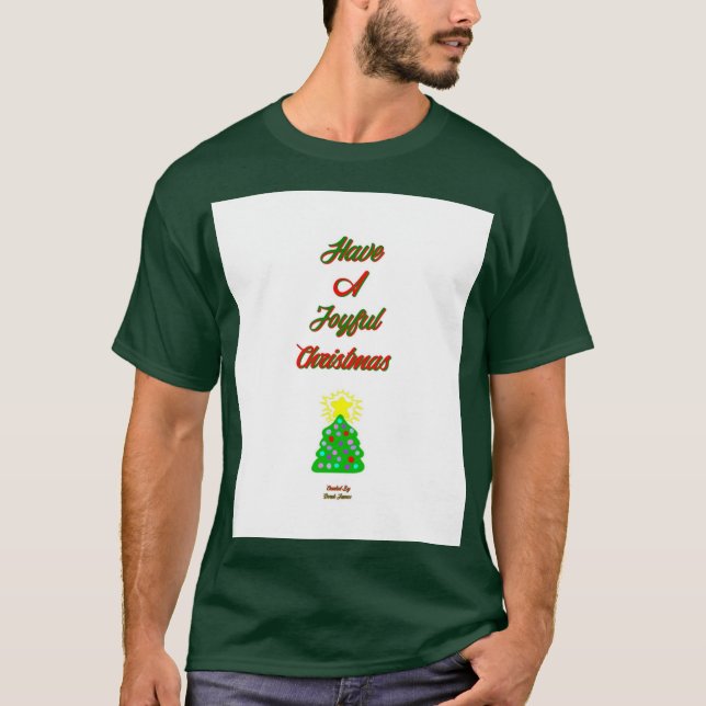 Joyful Christmas Men's Deep Forest Basic T Shirt (Front)