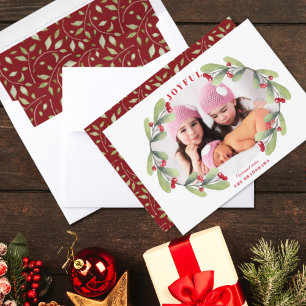 Joyful Christmas Mistletoe Photo Holiday Card