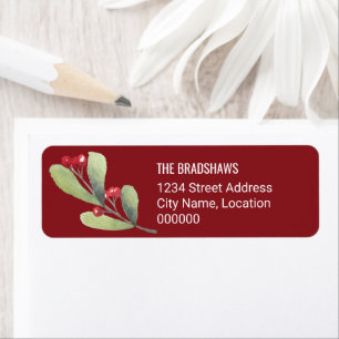 Joyful Christmas Mistletoe Return Address Label