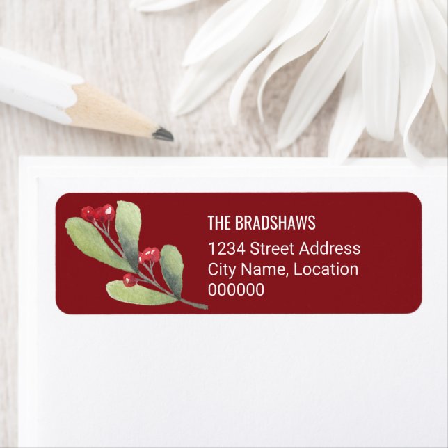 Joyful Christmas Mistletoe Return Address Label (Insitu)