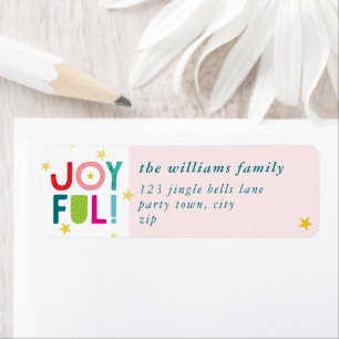 JOYFUL CHRISTMAS modern bold colourful typography Return Address Label