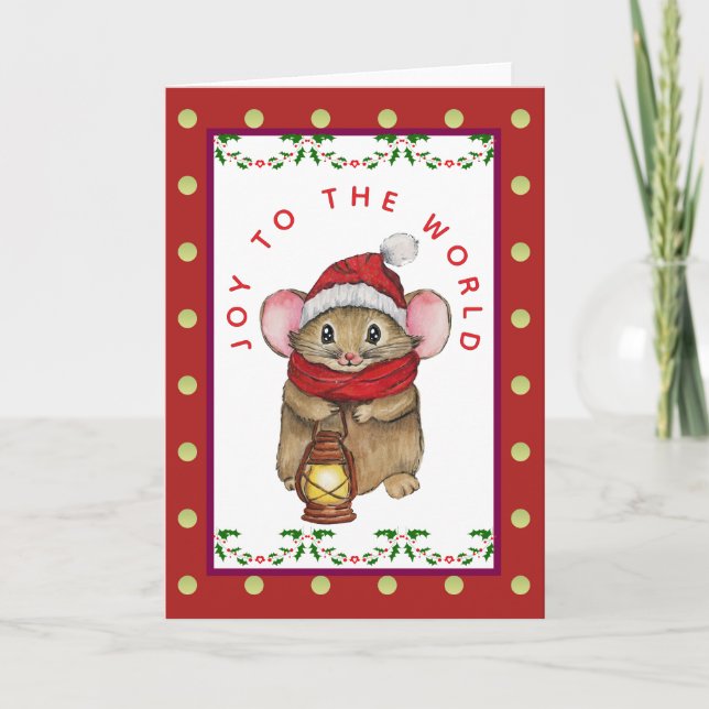 Joyful Christmas mouse greeting card (Front)