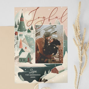 Joyful Christmas   Peaceful Nordic Village Photo Holiday Card