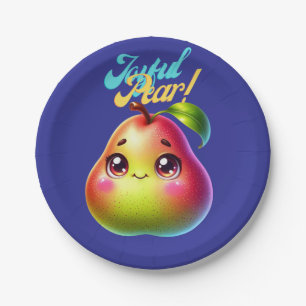 Joyful Christmas Pear Design for Fun Holiday Gifts Paper Plate