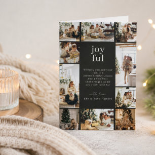 Joyful Christmas Personalised 10 Photo Collage Holiday Card