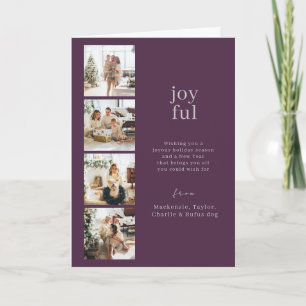 Joyful Christmas Personalised 4 Photo Collage Holiday Card