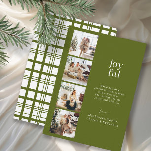 Joyful Christmas Personalised 4 Photo Collage Holiday Card