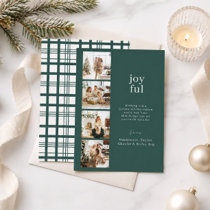 Joyful Christmas Personalised 4 Photo Collage Holiday Card