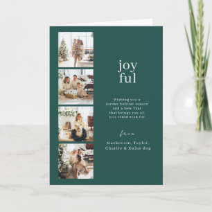Joyful Christmas Personalised 4 Photo Collage Holiday Card