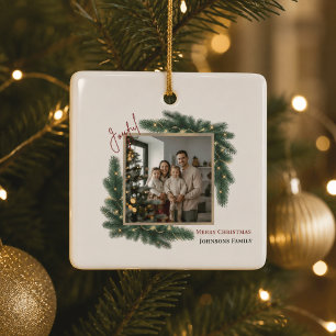 Joyful Christmas Personalised Family Photo Ceramic Ornament