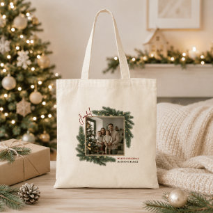 Joyful Christmas Personalised Family Photo Tote Bag