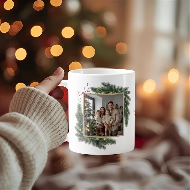 Joyful Christmas Photo Frame Personalized Family  Coffee Mug (Creator Uploaded)