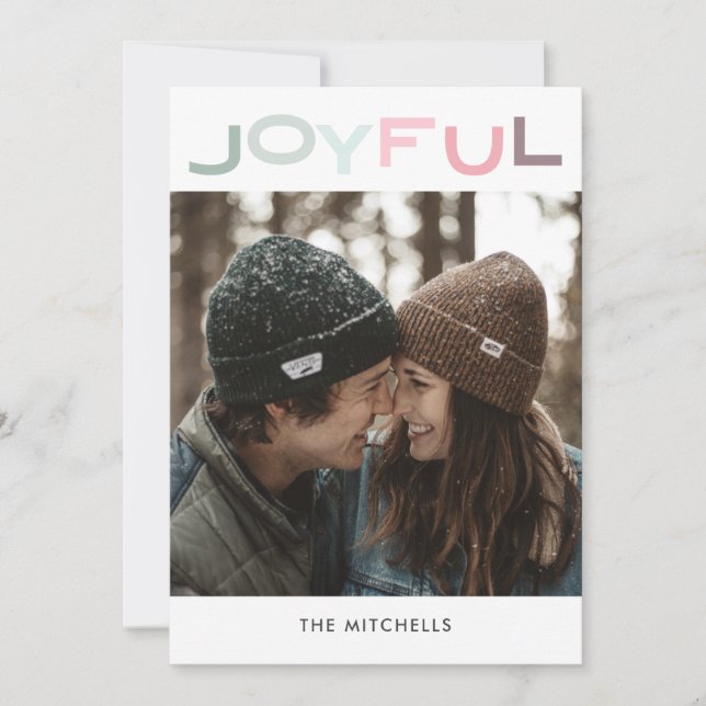 JOYFUL Christmas Photo Holiday Card (Front)