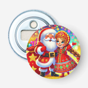 Joyful Christmas Scene Featuring Santa Bottle Opener