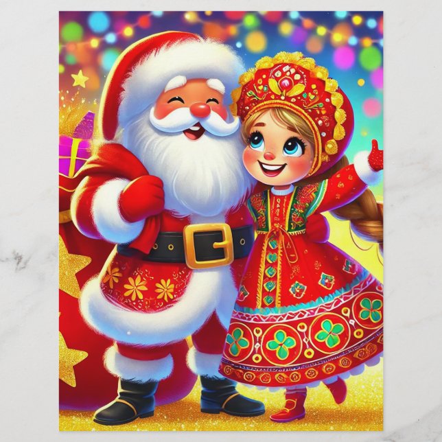 Joyful Christmas Scene Featuring Santa Custom Letterhead (Front)
