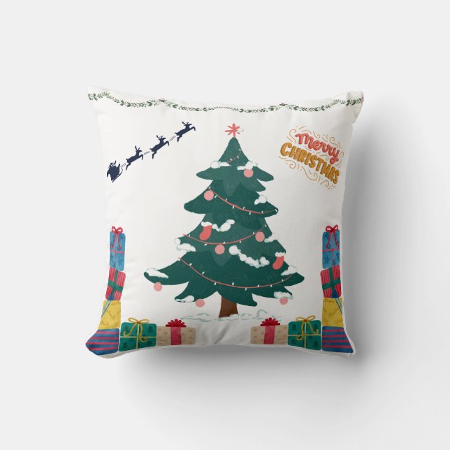 Joyful Christmas Scene Pillow (Front)
