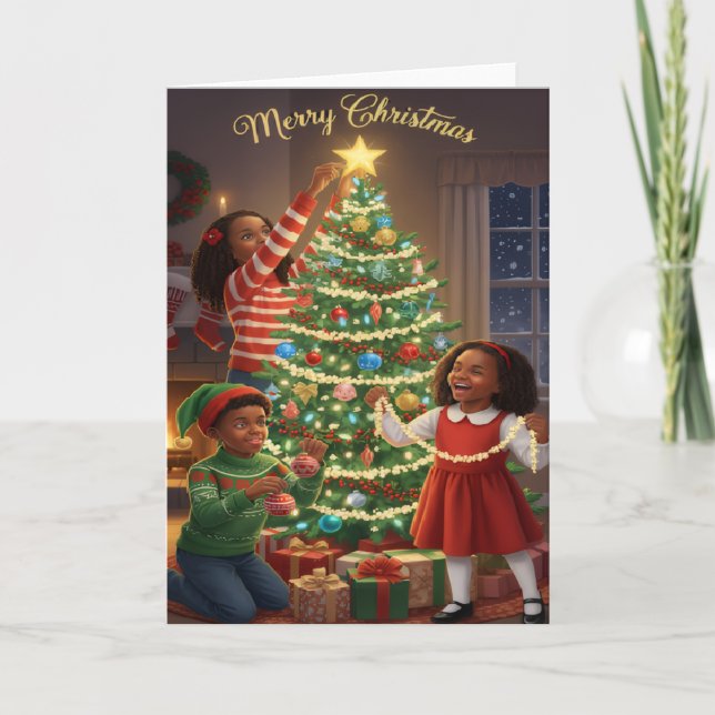 Joyful Christmas Tree Moments – Kids Holiday Card (Front)