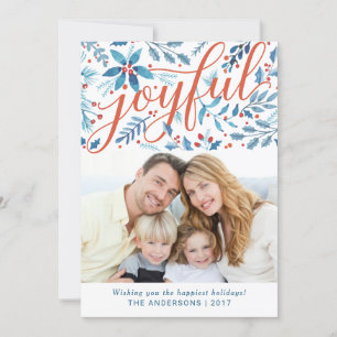 Joyful Christmas Watercolor Foliage Holiday Photo