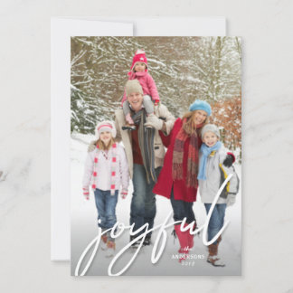 Joyful Christmas White Handwriting Script Photo Holiday Card