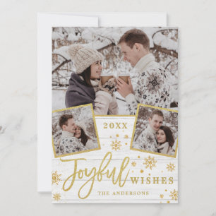 Joyful Christmas Wishes 3 PHOTO Holiday Greeting Card