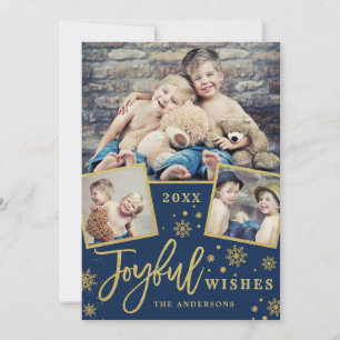 Joyful Christmas Wishes 3 PHOTO Holiday Greeting Card