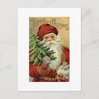 Joyful Christmas Wishes Vintage Santa Postcard