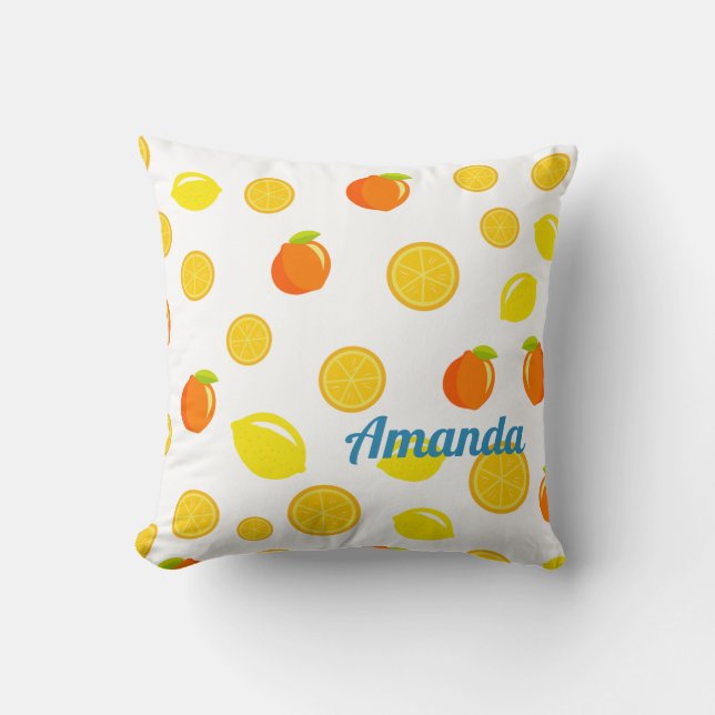 Joyful Citrus: Lemons & Oranges Cushion (Front)