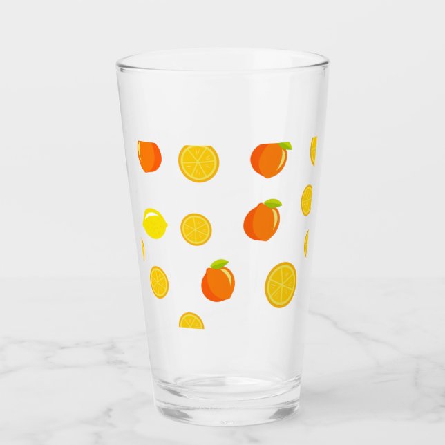 Joyful Citrus: Lemons & Oranges Glass (Front)