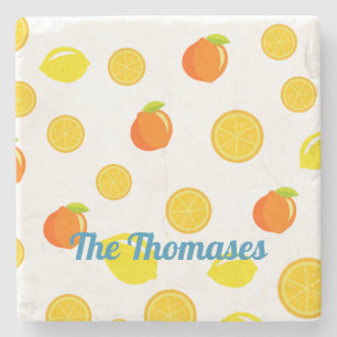 Joyful Citrus: Lemons & Oranges Stone Coaster