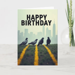 Joyful City Birds Birthday Card