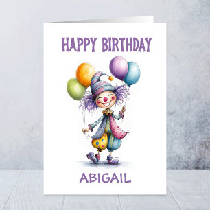 Joyful Clown Holding Balloons Birthday Card