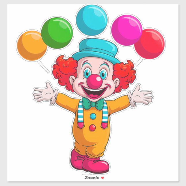 Joyful Clown With Balloons Celebrating Birthday (Sheet)