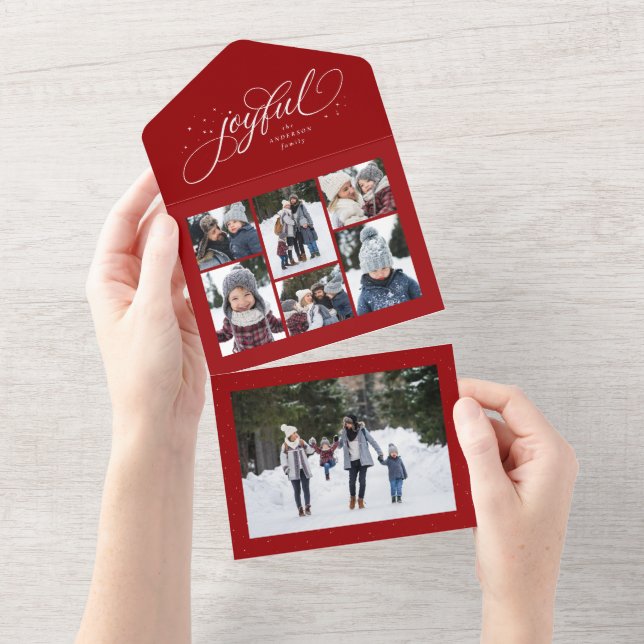 Joyful collage elegant red Christmas holiday All I All In One Invitation (Tearaway)