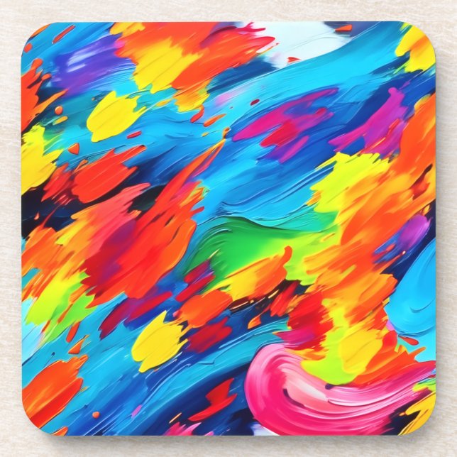 Joyful Colour Explosion Painting Coaster (Front)