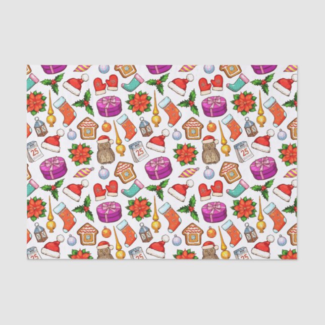 Joyful Colourful Christmas  Tissue Paper (Front)