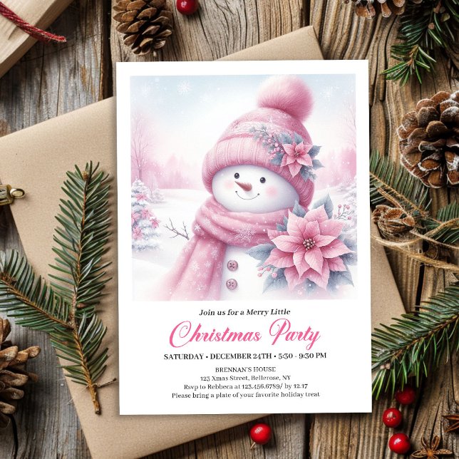 Joyful Coquette Snowman Editable Christmas Invite  (Joyful Coquette Snowman Editable Christmas Invite Download)