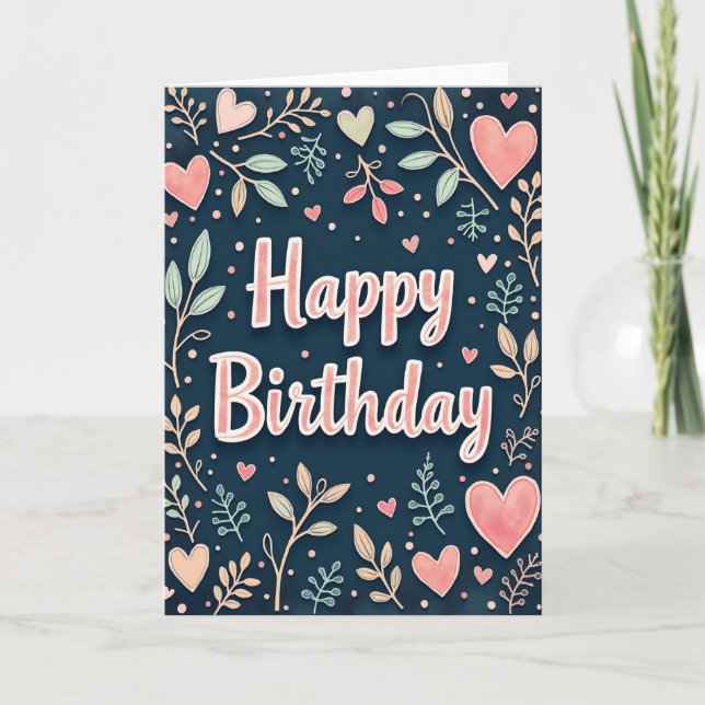 Joyful Coral Heart Card (Front)