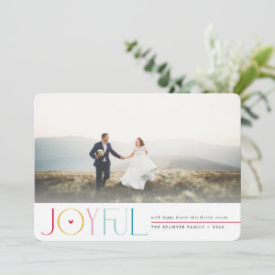 JOYFUL COUPLE PHOTO modern pretty elegant colorful Announcement