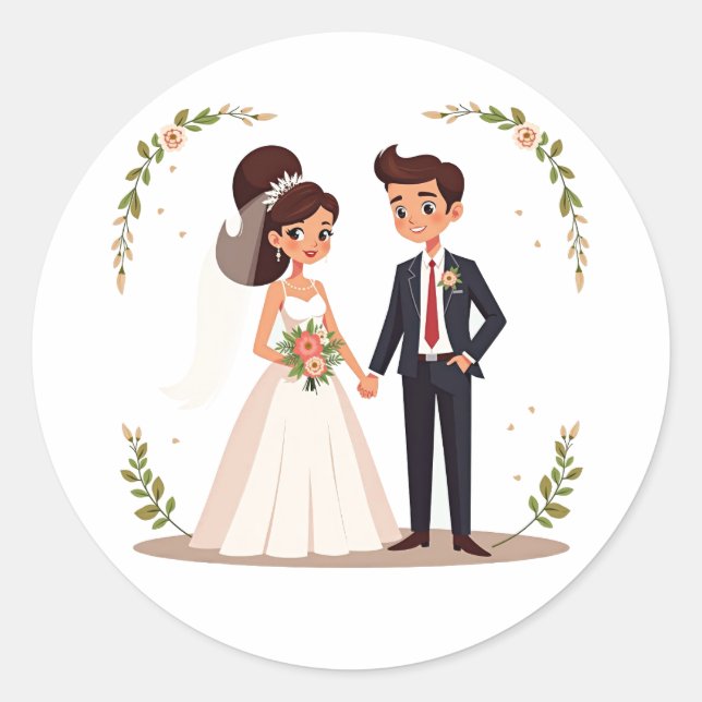 Joyful Couple Wedding Sticker (Front)