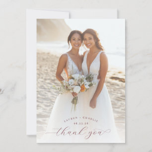 Joyful Cream Romantic Photo Thank You Card
