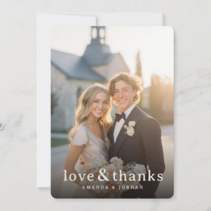 Joyful Cream Romantic Photo Thank You Card