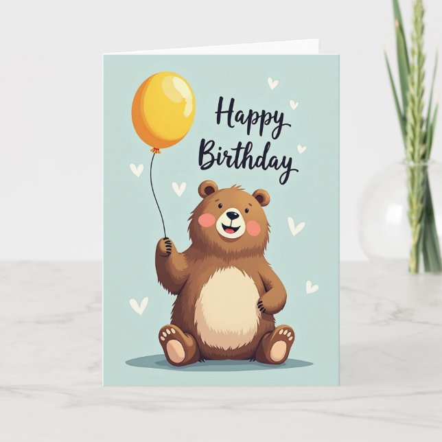 Joyful Creature Balloon Birthday Card (Front)