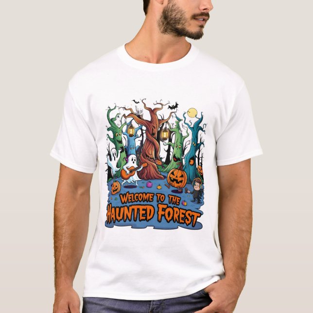 Joyful Creatures in Haunted Forest T-Shirt (Front)