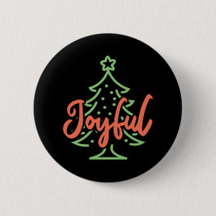 Joyful Cute Christmas Holiday Season Gift 6 Cm Round Badge
