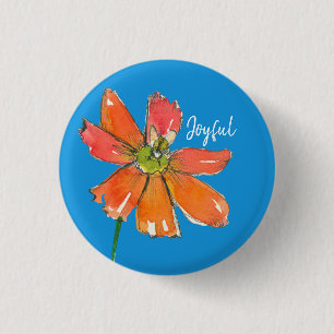 Joyful Daisy Honey Bee Inspirational Words 3 Cm Round Badge